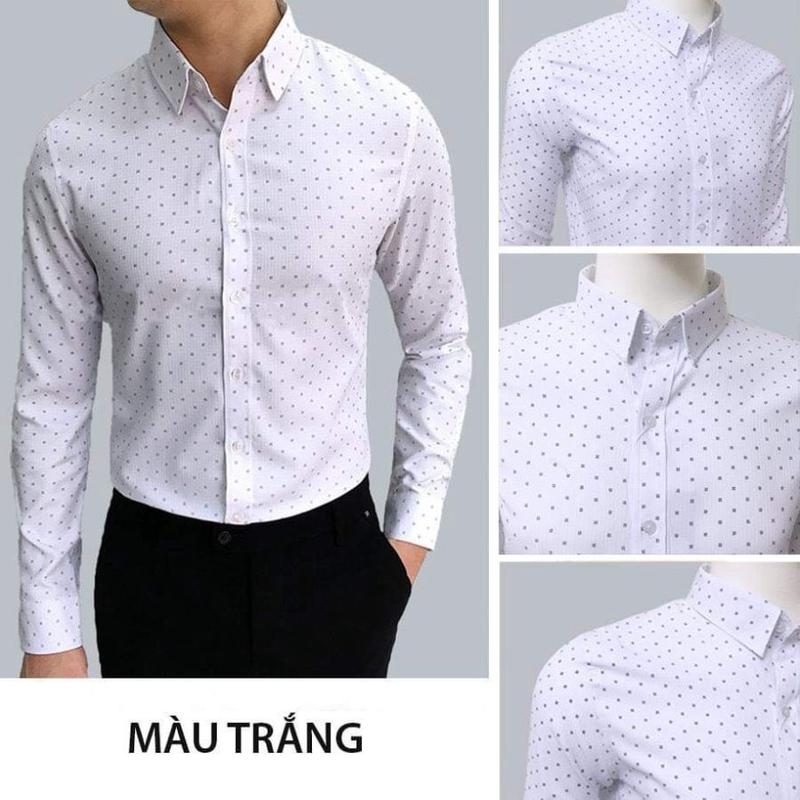 Áo sơ mi nam công sở FATUNO dài tay chấm bi, Áo sơ mi nam Hàn Quốc gấp hộp cao cấp VNXK sominam  dep Menswear Cổ Tròn 5