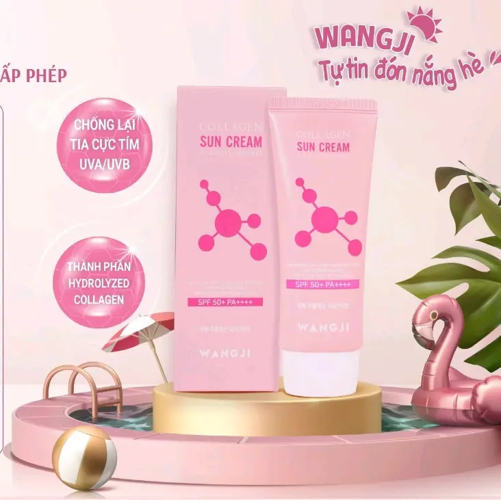 Kem chống nắng Wangji Collagen 60g, date 2026 SPF 50 Tất cả các loại da