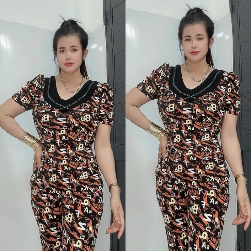 Sét đồ bộ nữ quần dài ống ôm vải thun aty size 2-3-4-5-6_Tâm Đan đồ bộ nữ. Women Top Áo Voi