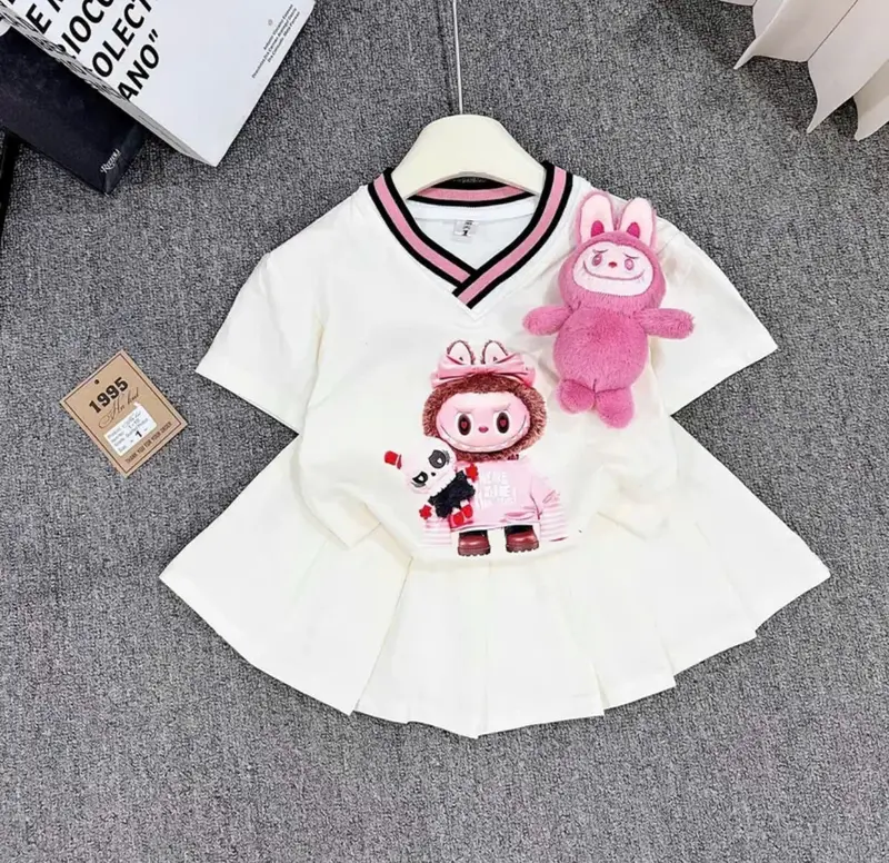 váy labula bé gái xinh , size 12--45 kg mẫu gấu cổ trái tim năng Động sang chảnh chất vải đep hàng may kỹ 4