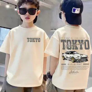 [Flash Deal BXP] (Dikirim dalam 24 jam) (COD) Kaos Lengan Pendek Longgar Musim Panas untuk Anak Laki-Laki, Pola Mobil Tren Fashion, Ringkas, Cocok untuk Tinggi 90-150 cm dan Usia 3-14 Tahun