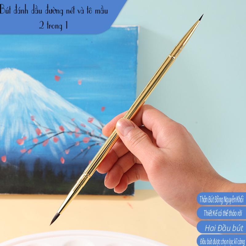 Thiên nga vàng Bút vẽ tranh sơn dầu màu nước acrylic DIY hai đầu chất liệu đồng bút vẽ sơn dầu chuyên nghiệp trị liệu
