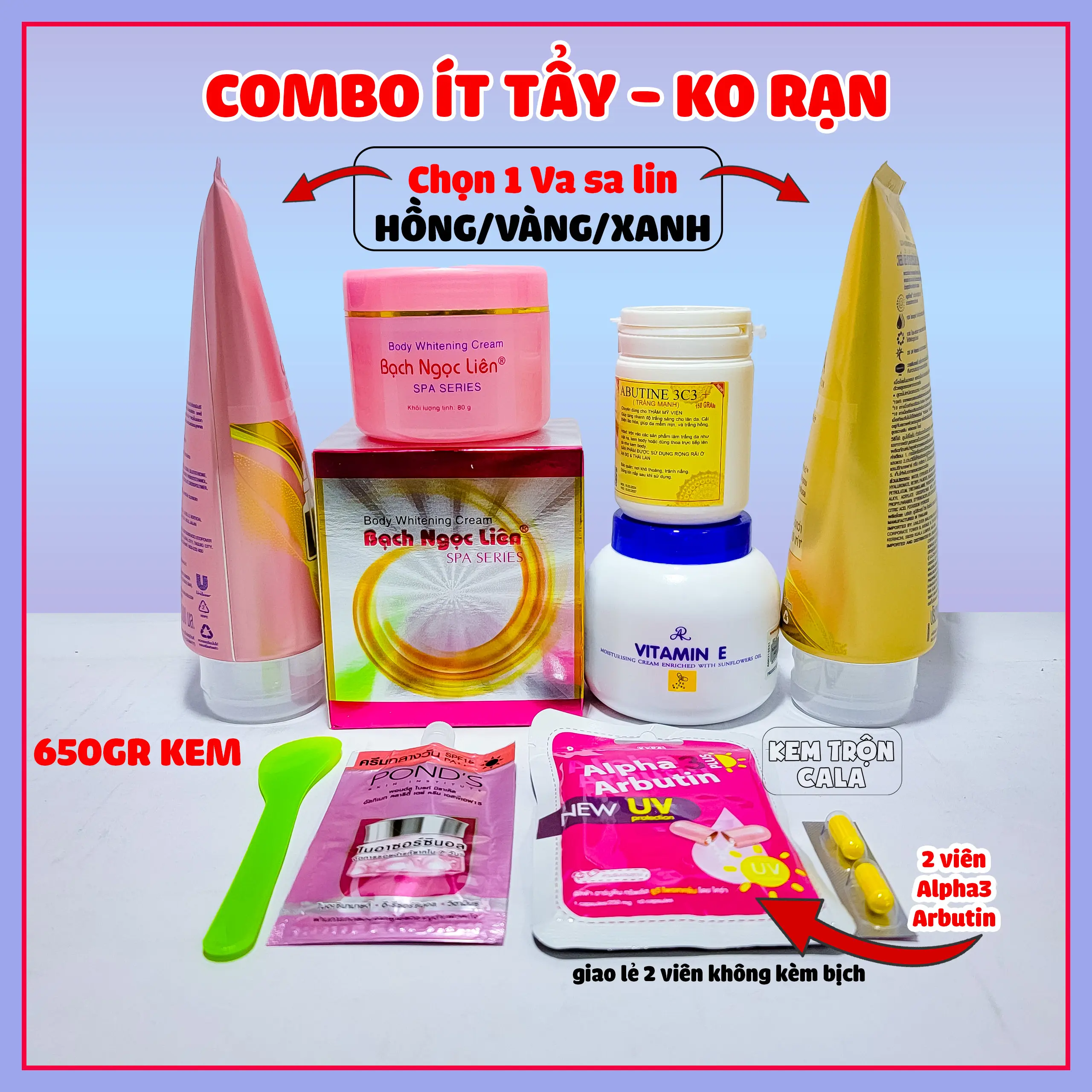 (9 hãng) Combo kem trộn body Bạch Ngọc Liên Hồng  hỗ trợ làm đẹp da  650gr kem Dưỡng Da Body