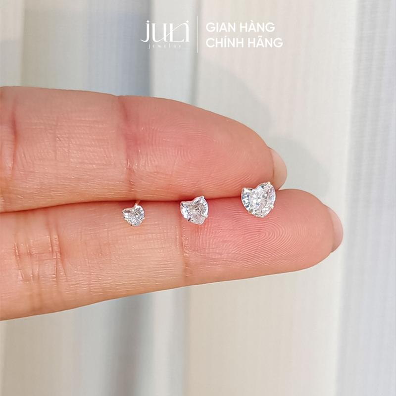 [Khuyến Mãi]Bông tai bằng bạc Ý trắng sáng lấp lánh, đính Kim Cương sang trọng Hot trend|KT1031 JULI 5