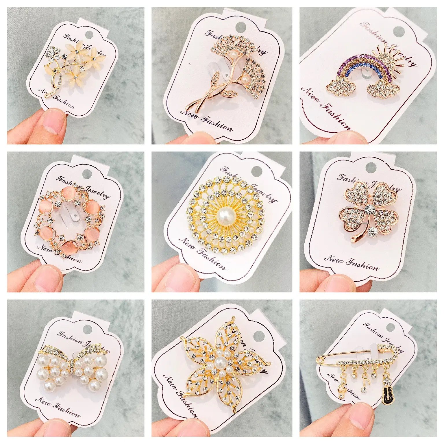 New Creative New Arrival Brooch High-Grade Alloy Rhinestone Corsage Pearl Pin Fashion Accessories Factory Direct Sales in Stock
