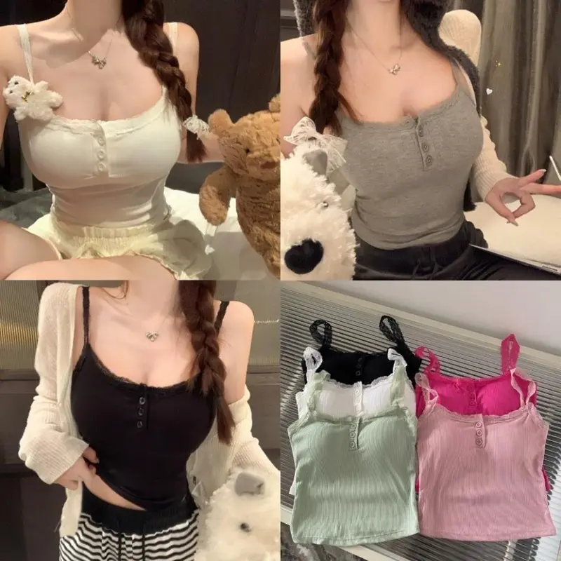 Áo Bra 2 Dây Ren Có Mút Ngực Cài Khuy Ôm Body Quyến Rũ Hot Trend mã 359 Nữ 0