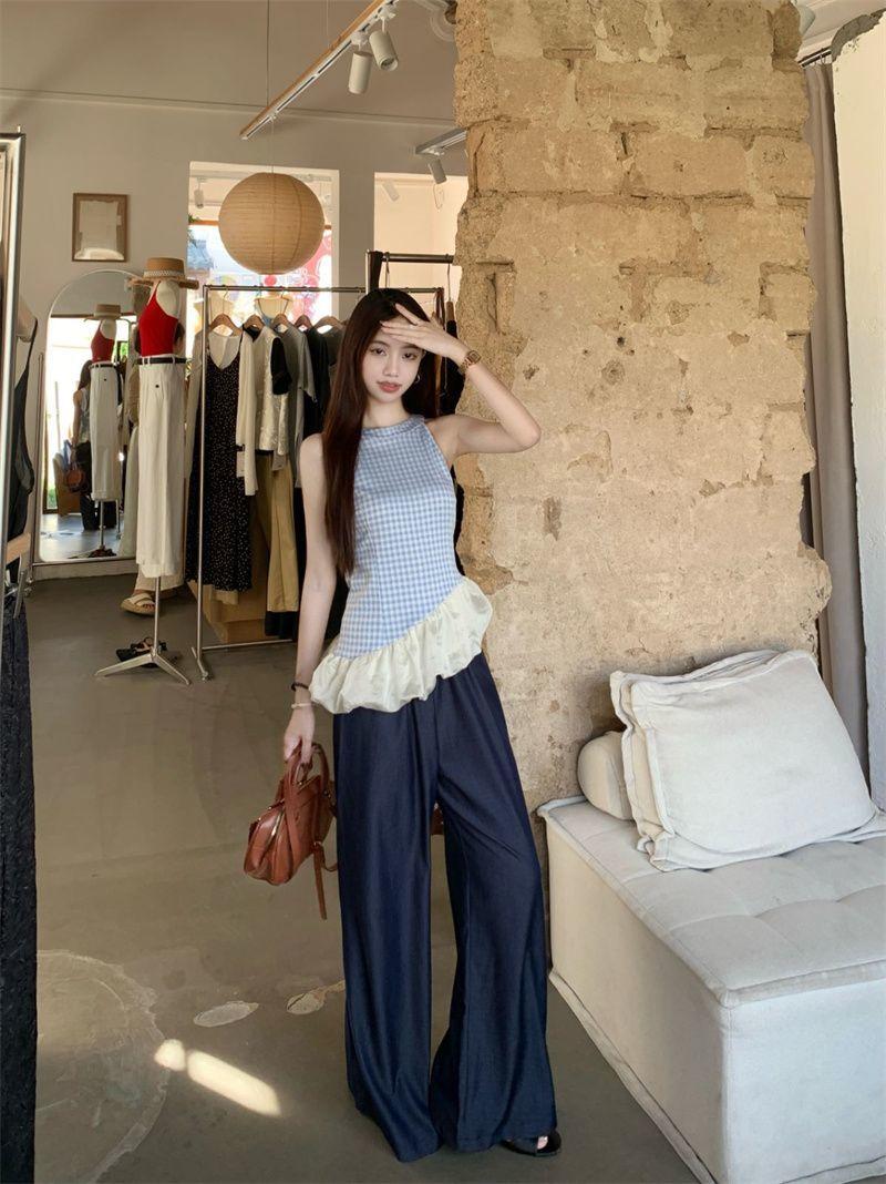 Product Introduction of Áo Vest Cổ Yếm Kẻ Sọc, Hàng Mới Về Mùa Hè, Thiết Kế Sang Trọng, Không Tay, Khâu, Dây Đeo Spaghetti Bất Đối Xứng Phong Cách Cô Gái Nóng Bỏng, Áo Trên 14