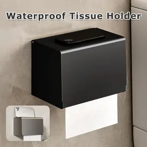 Tempat Tisu Toilet Dinding Anti Air Tanpa Bor, Desain Nordic Minimalis, Aluminium Tahan Karat & Lembap untuk Kamar Mandi Modern