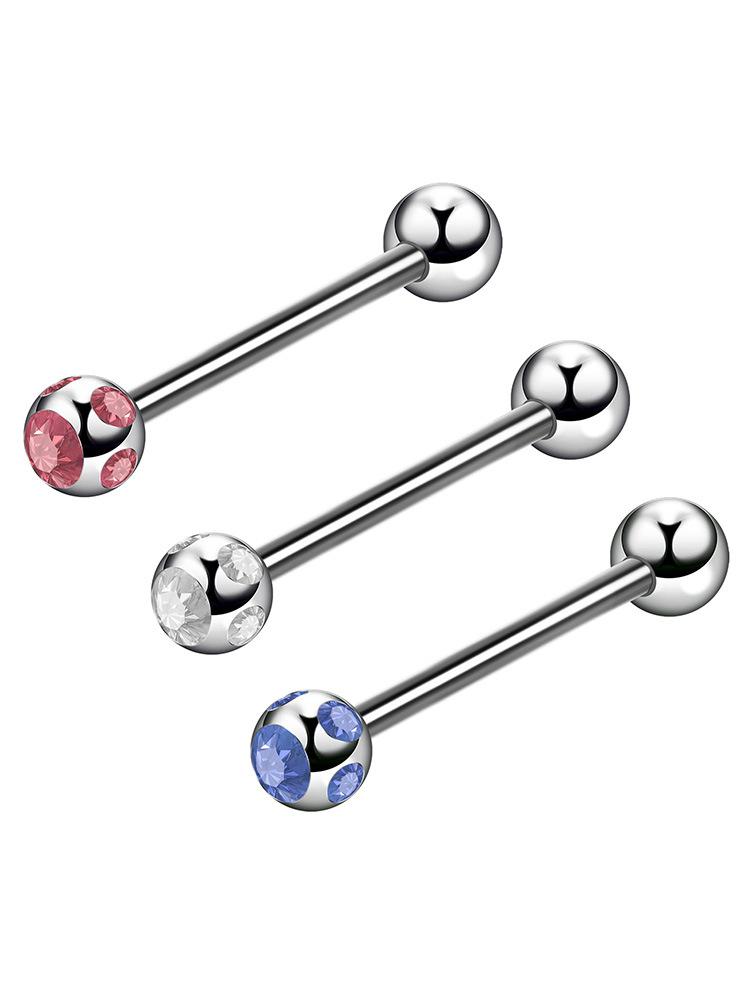 Product Introduction of Stainless Steel Colored  Tongue Stud Barbell Ear Cartilage Stud Piercing Piercing Jewelry Straight Bar 8