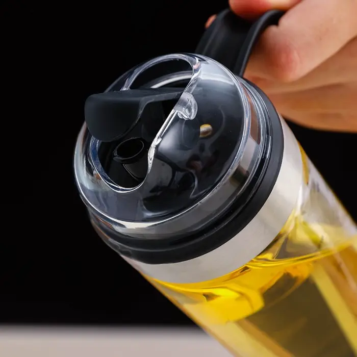 Botol Minyak 550ml – Desain Modern, Penutup Mekanik Otomatis, Botol Kaca Borosilikat Tahan Panas 3