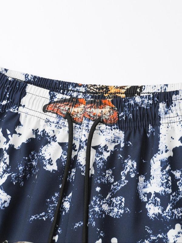 Men's Regular Fit Skull & Butterfly Print Boxer Briefs, Casual Comfy Breathable Shorts for Summer, Men's Bottoms for Daily Wear 4