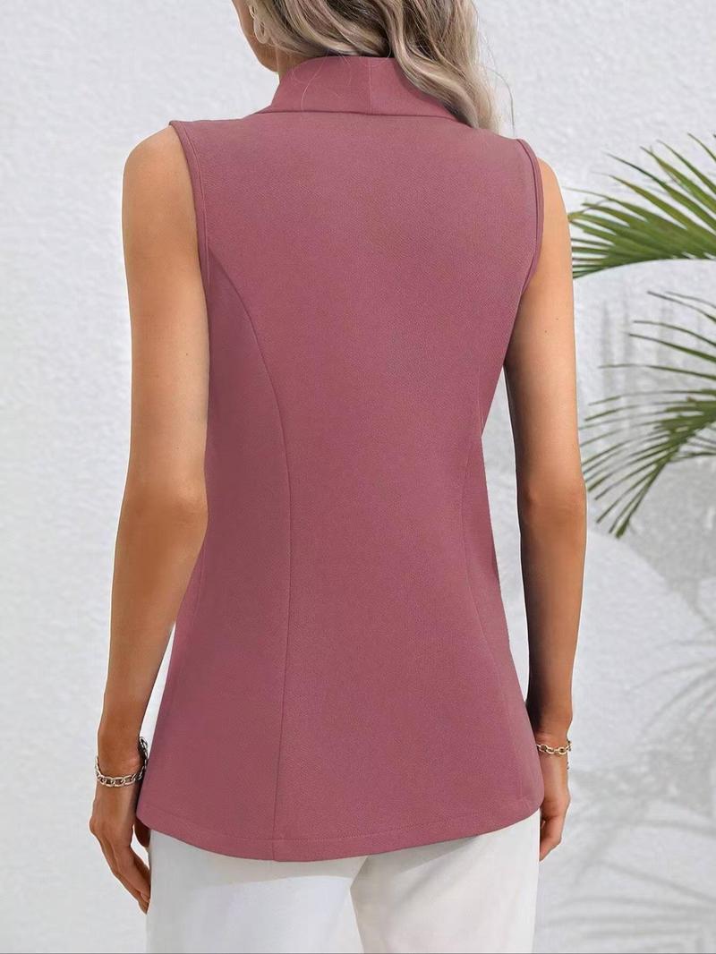 Product Introduction of Women's Solid Color Vest Blazer, Elegant Fashion Casual Sleeveless Vest Outerwear for Daily Outdoor Wear, Ladies Clothes for Summer 7