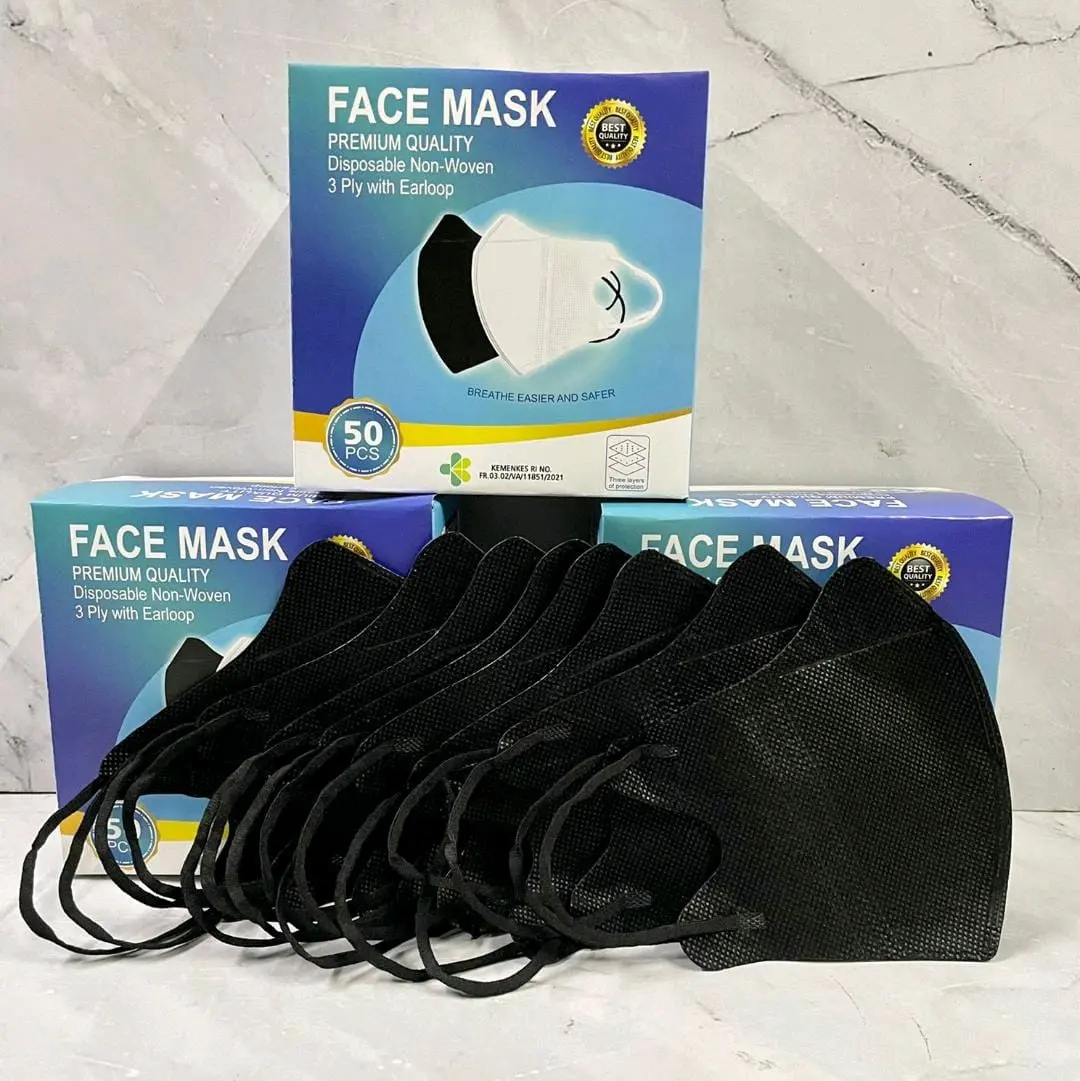 masker duckbill facemask 50pcs Hitam