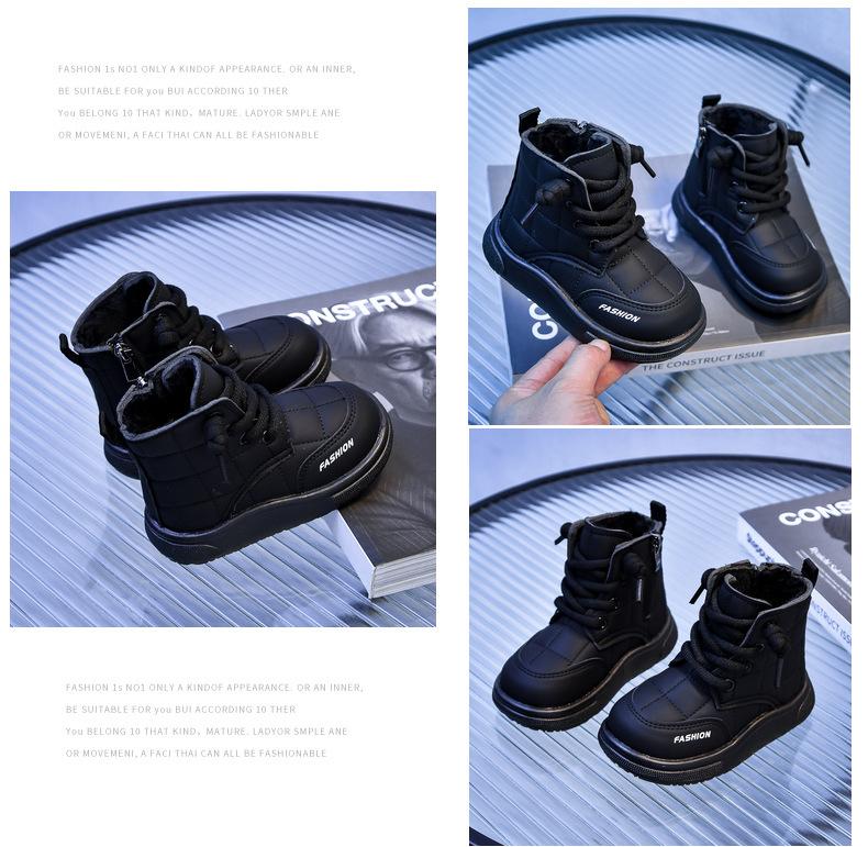 Product Introduction of Children's Korean version soft soled plush cotton short boots, new winter boys' warm bread boots, girls' high top boots 13