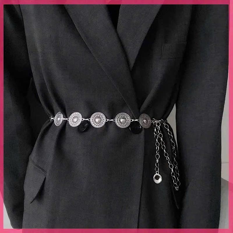 D1 Dây Lưng Nữ Thiết Kế EMME Thời Trang Mặt Xích Tròn & Vuông Tự Điều Chỉnh Theo Vòng Eo Dễ Phối Đồ - Thanh Tự