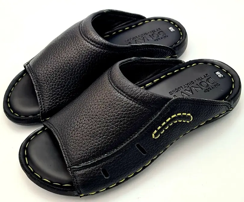 Dép su trung niên da bò, dép quai ngang KINSON Shop - SU mới Handmade Nam DéP Nhung Sandal Jean Đế Bằng Cao Su other: 40 da bò dép hammer