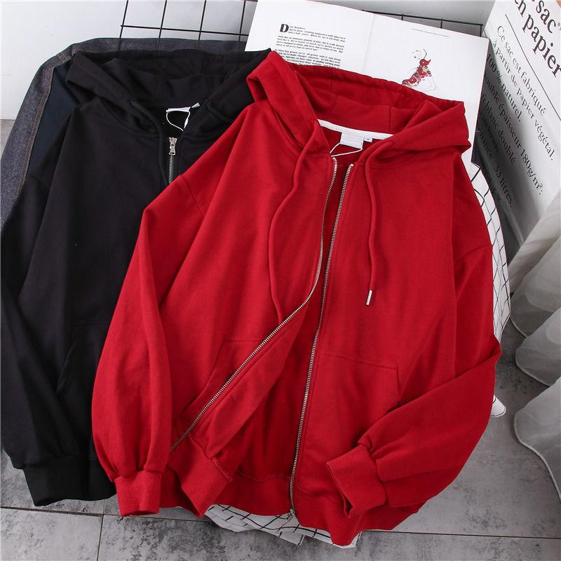 Product Introduction of Large Size Slimming Autumn and Winter Hoodie Coat Women's Ins Zipper Cardigan Fleece-Lined Thick Loose Sweater Women's Fashion 5