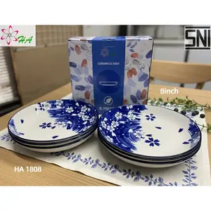 HA Piring Makan Motif Elegan Diameter 8 dan 9.25inch / Piring Makan / Alat Makan Motif Elegan (SNI)