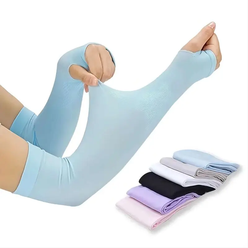 1 Pair Ice Silk Sun Protection Covers Unisex Elbow Cover Outdoor Cycg Running Fishing Driving Cool Anti-UV Arm Sleeves