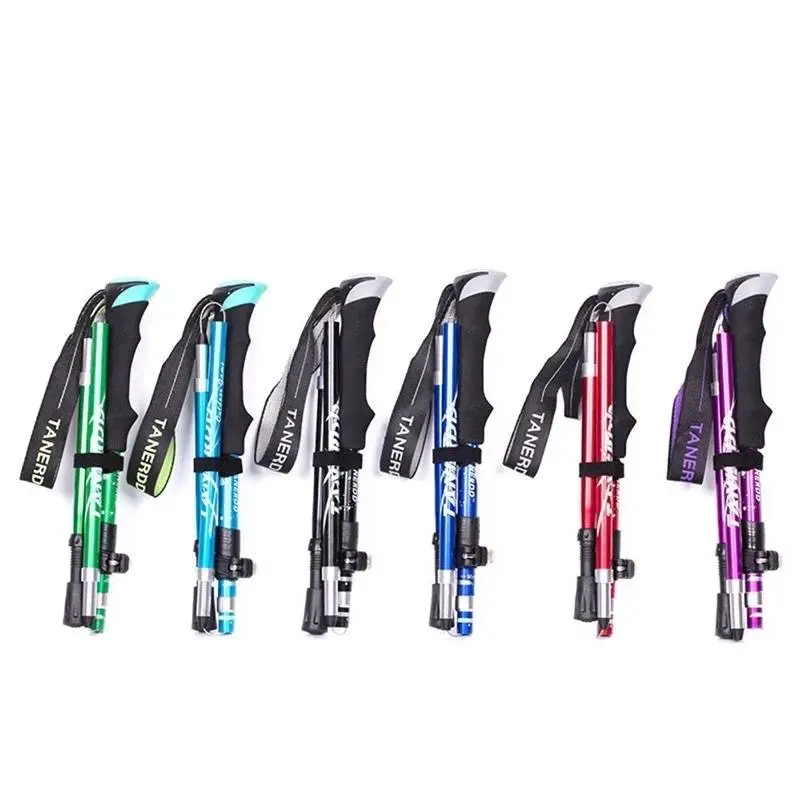 Hiking Stick Collapsible Tri-fold Trekking Hiking Poles Carbon Fiber Walking Stick Anti-Shock