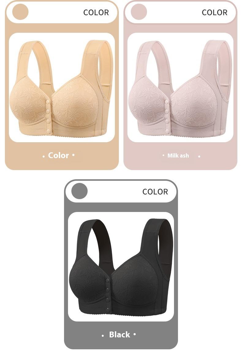 Product Introduction of 2025 New Thick Front Closure Bra Thickened Middle-Aged and Elderly Mothers Beautiful Back Shaping Push up and Anti-Sagging Women without Steel Ring front  buckle  push  plus  size Womenswear Lingerie Comfort Bralette 16