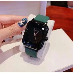 PGS Jam Tangan Wanita Cewek Couple Analog Strap Rubber Kotak Persegi 0028 Arloji  WBS Anak Remaja dan Dewasa Original Premium Watch Brands RM028 Anti Air Permata