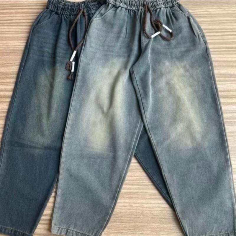 Quần jean nữ dáng bagyy cạp chun lưng cao 4 màu : xanh đậm - xanh nhạt - xám khói - đen . ( không rách) 6