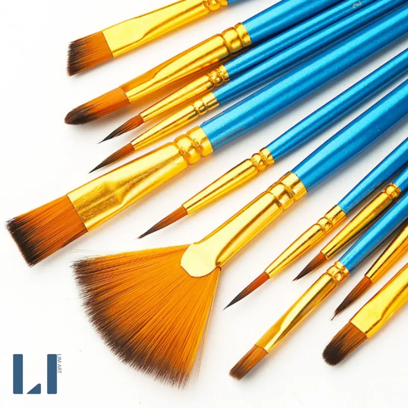 Bộ 12 cọ vẽ gỗ màu nước, acrylic, sơn dầu, goauche,... nhiều kích thước, chuyên dụng vẽ tranh, tô tranh số hóa 7