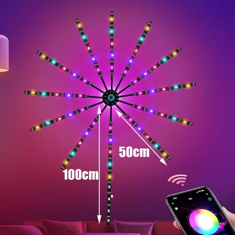 11 tia Đèn led pháo hoa chỉnh qua App nháy theo nhạc kèm remote trang trí Lễ Tết Giáng Sinh Noen
