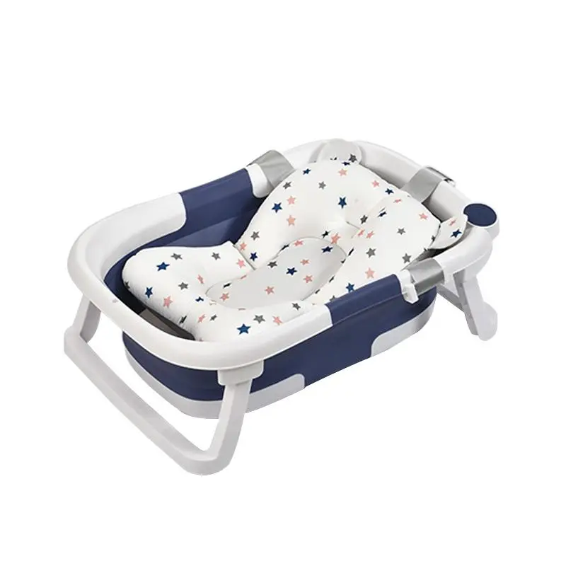 Foldable Baby Bath Tub with Pad, Baby Bathing Supplies for 1-6 Year Old Baby, Baby Bath Supplies, Baby Essentials 0