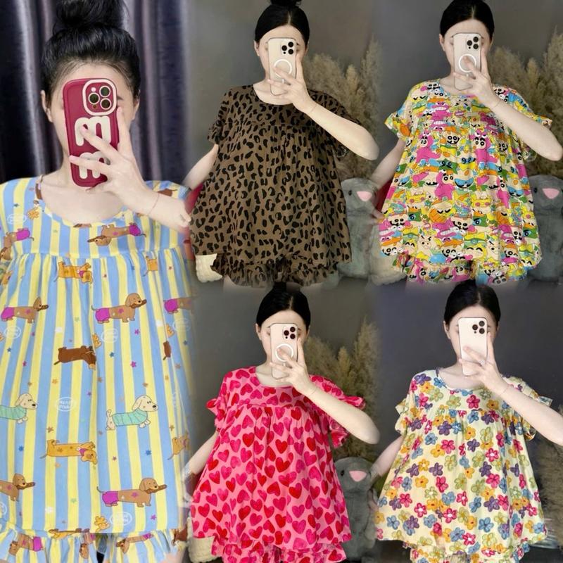 Set Bộ Tole Đùi Viền Bèo Áo Baby Doll, Set Bộ Mặc Nhà Tole - HN CLOSET