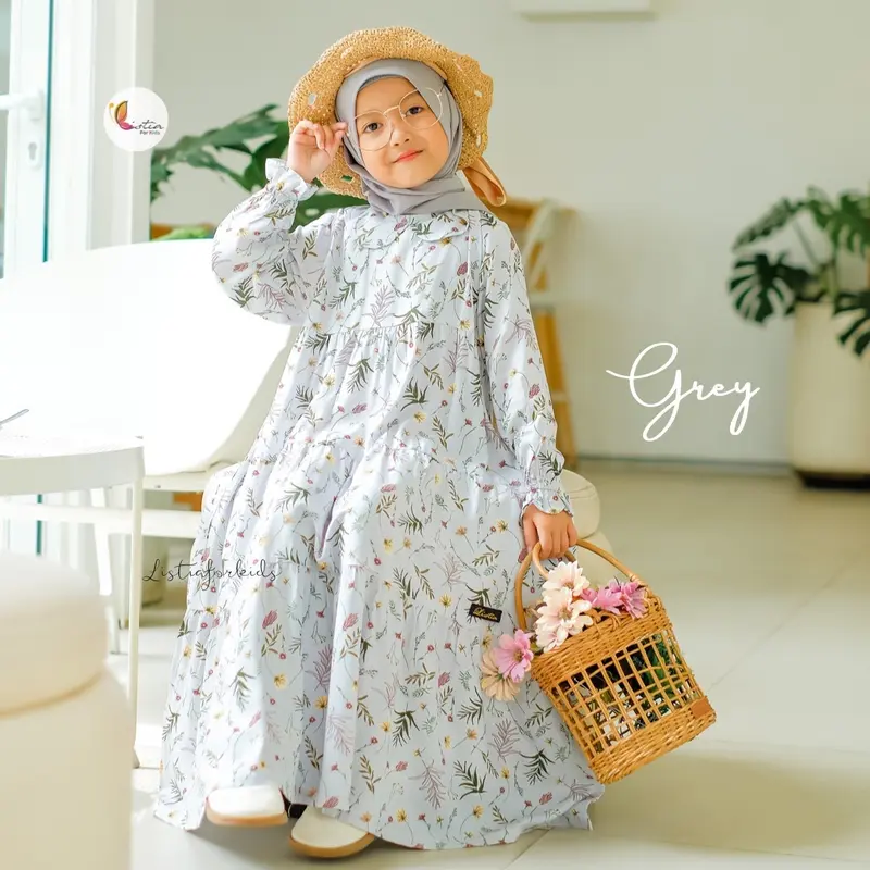 Gamis Anak Perempuan LOLITA 0-12 Tahun Bahan Rayon Motif Premium by Listiaforkids 0