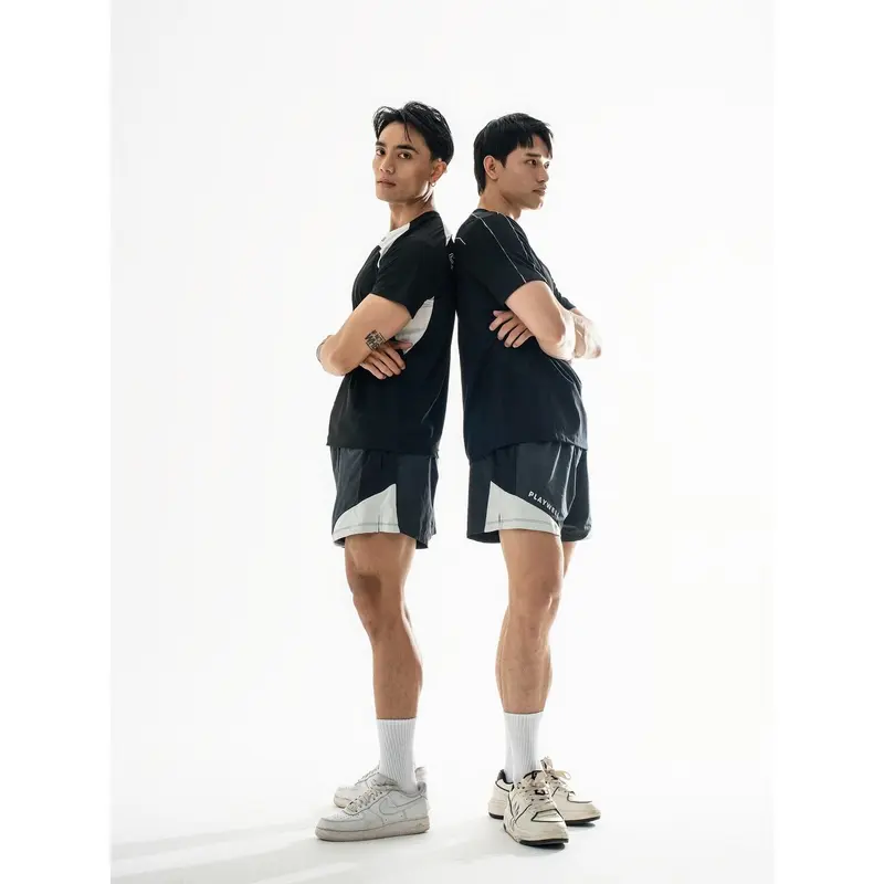 Quần short thể thao Sport  nam họa tiết phối đặc sắc, form rộng giúp vận động thoải mái Playwell 10235 3