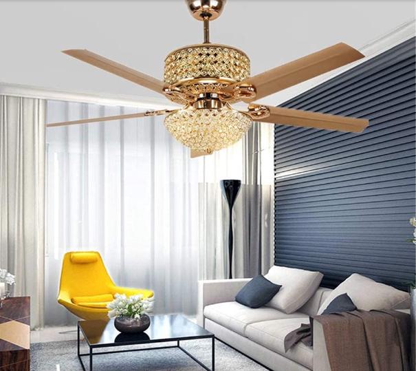 [HÀNG LOẠI 1 LÕI ĐỒNG ]Quạt Trần Chao Pha Lê QT001 ,6 Tốc Độ Gió, Có Đèn Trang Trí Phòng Khách, Nhà hàng, quán cafe [Bảo hành 5 năm] Fan QuạT