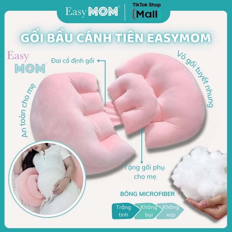 Gối bầu cánh tiên cao cấp, gối cánh tiên 3 cánh vải nhung, gối đệm cho bà bầu TẶNG KEM GỐI NHỎ - EASYMOM