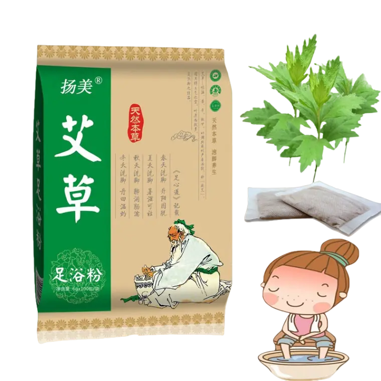 Túi 100 Gói Bột Ngâm Chân Thảo Dược Gừng , Ngải Cứu 2