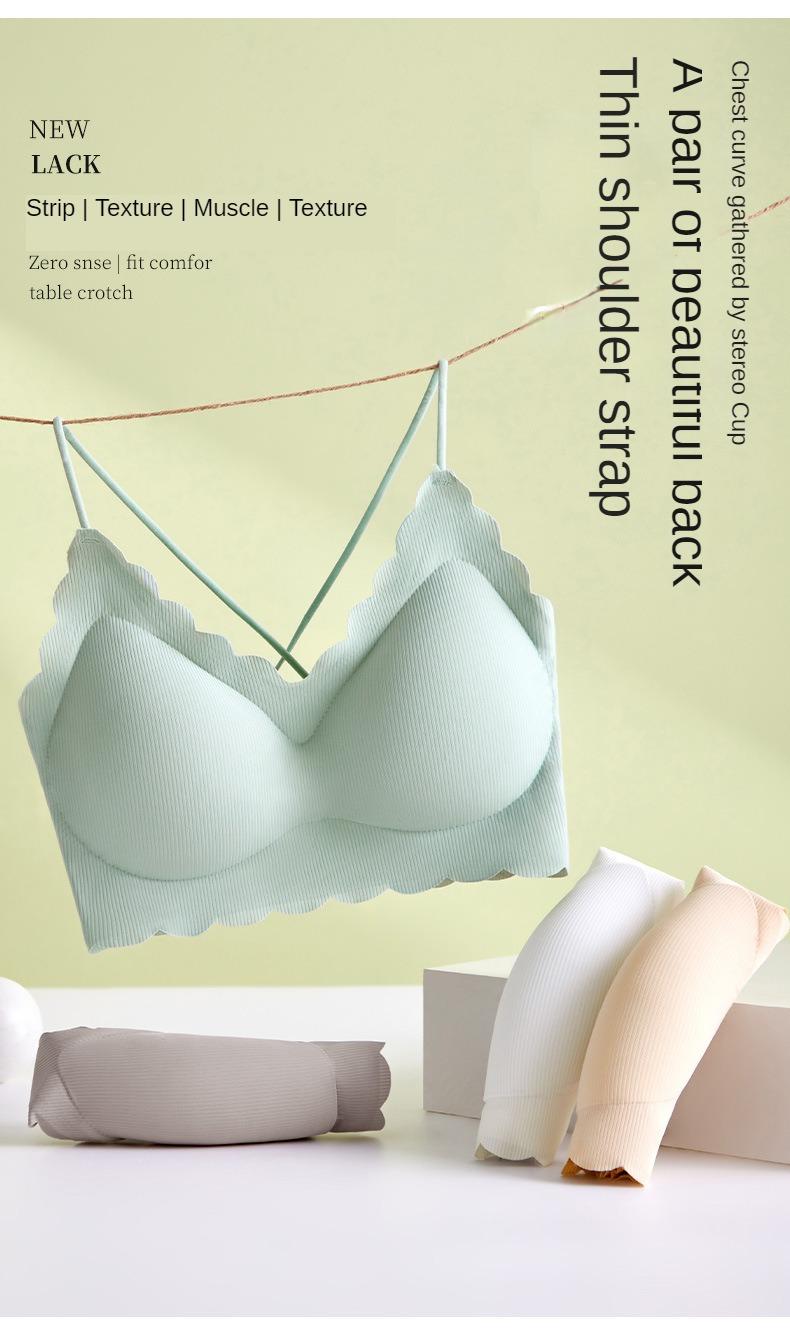 Product Introduction of Girls Korean version of sports back underwear, non-scar steel ring, bra-binding comfort chest small vest anti-sagging 0