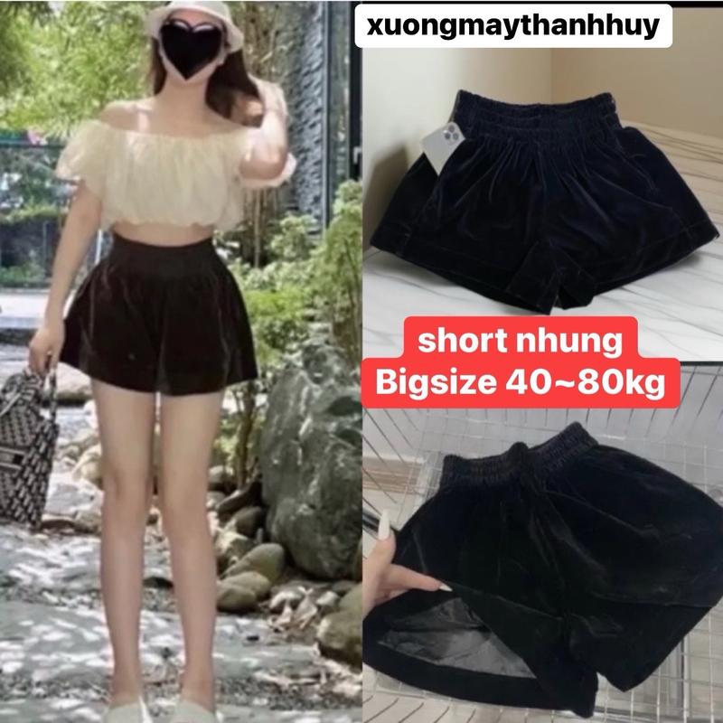 BIGSIZE Quần Short Nhung BigSize quần đùi nhung nữ cạp chun co dãn Lưu ý: Mua đúng phân loại