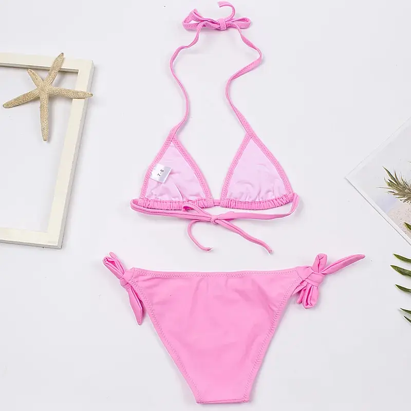 Solid Bandage Girls Bikini Set New Summer Multi Falbala Kids Girls Swimwear Swimsuit Children Biquini Infantil Bathing Suit 2