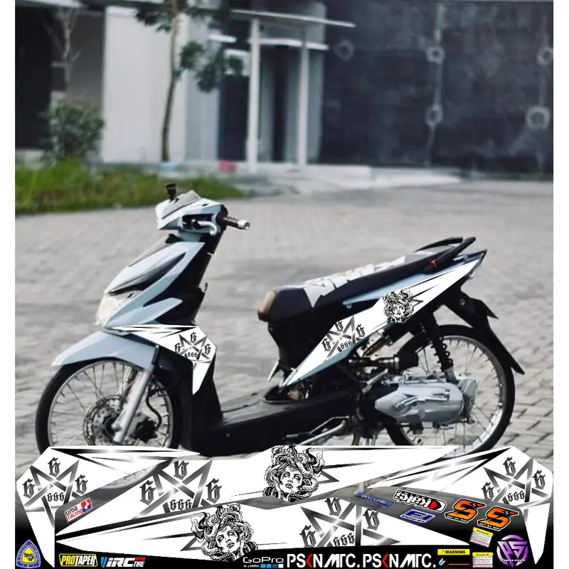 PS03 STRIPING STICKER HONDA BEAT NEW/ESP MOTIF MEDUSA VARIASI SIMPLE 6