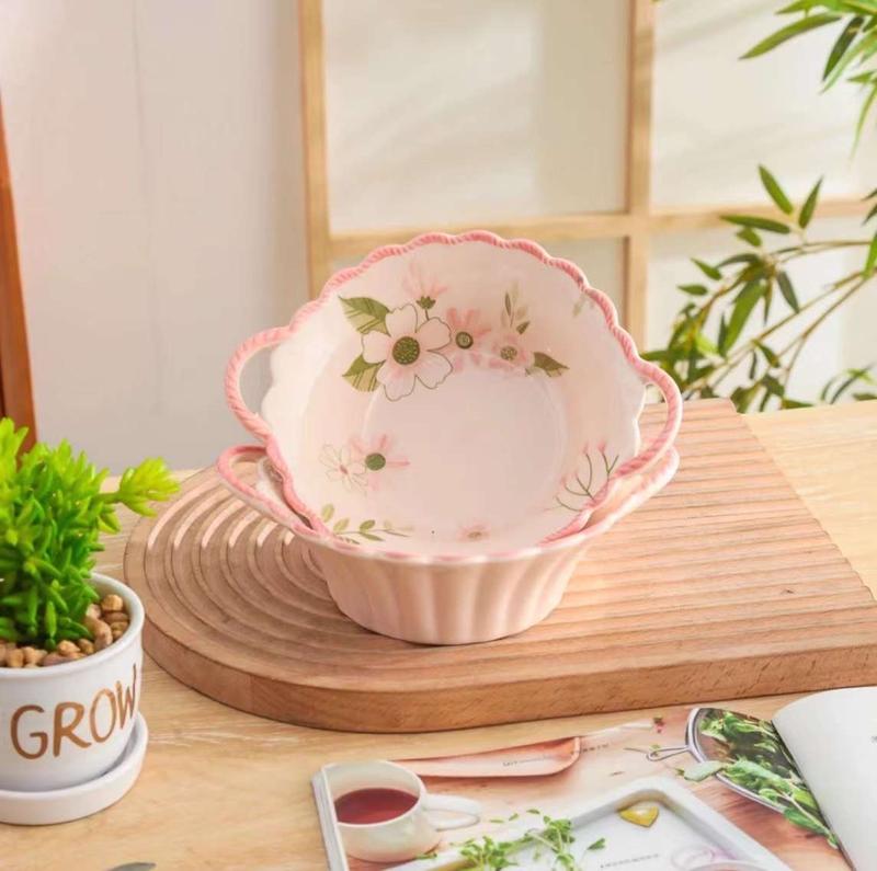 Product Introduction of Bát hoa sứ men hồng kem cực xinh 5