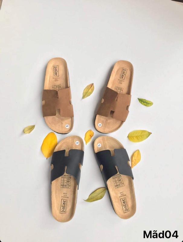 Mã D04- Dép Da Bò Thật Dép unisex nam nữ dép đôi Leather Đế Bằng Cao Su Sandal