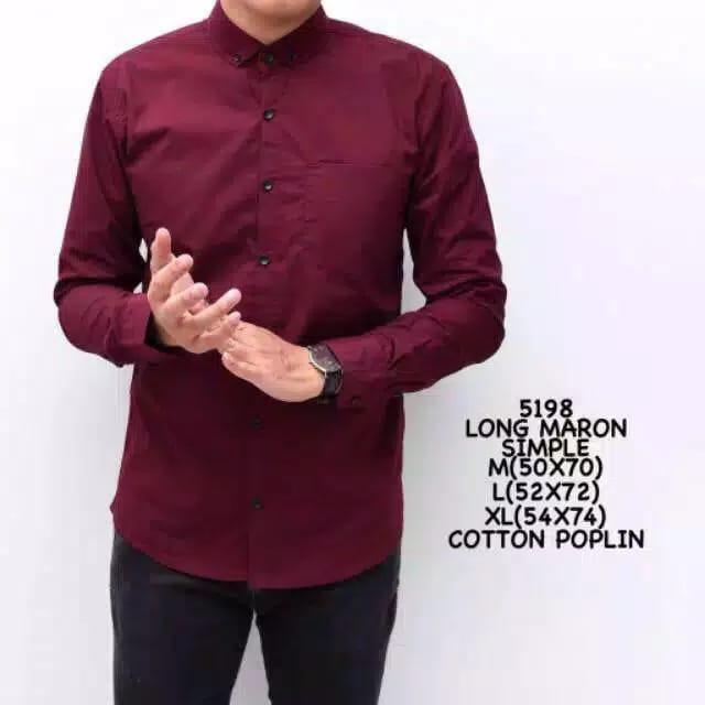Product Introduction of kemeja polos lengan panjang kemeja kantor kemeja kasual Polos Hitam Putih Slim-fitting Crew Neck Santai Katun Formal Kancing Kerah Simple Slimfit 2