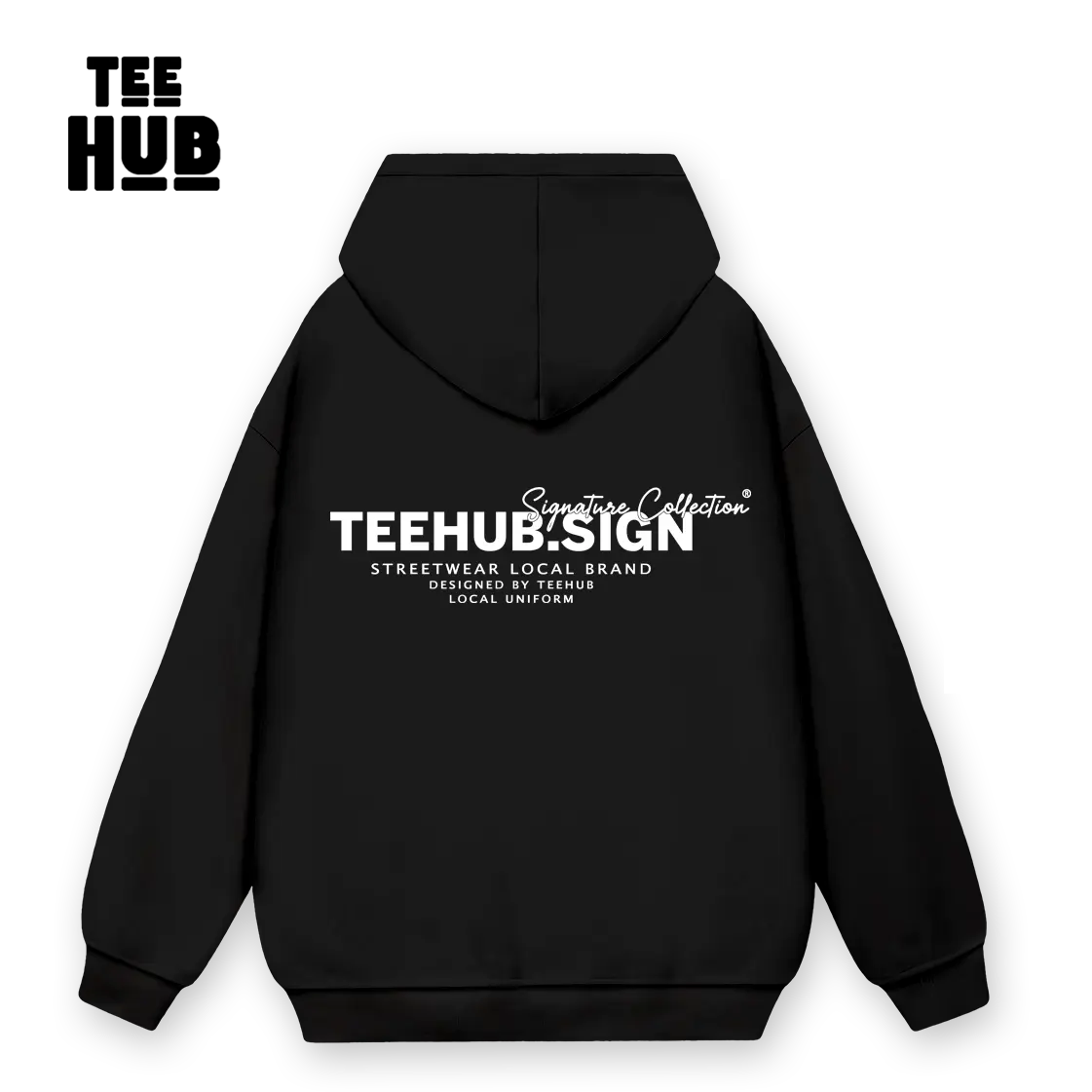 Áo Hoodie nỉ bông TEEHUB Chữ Lưng Signature nam nữ form rộng thu đông Local Brand
