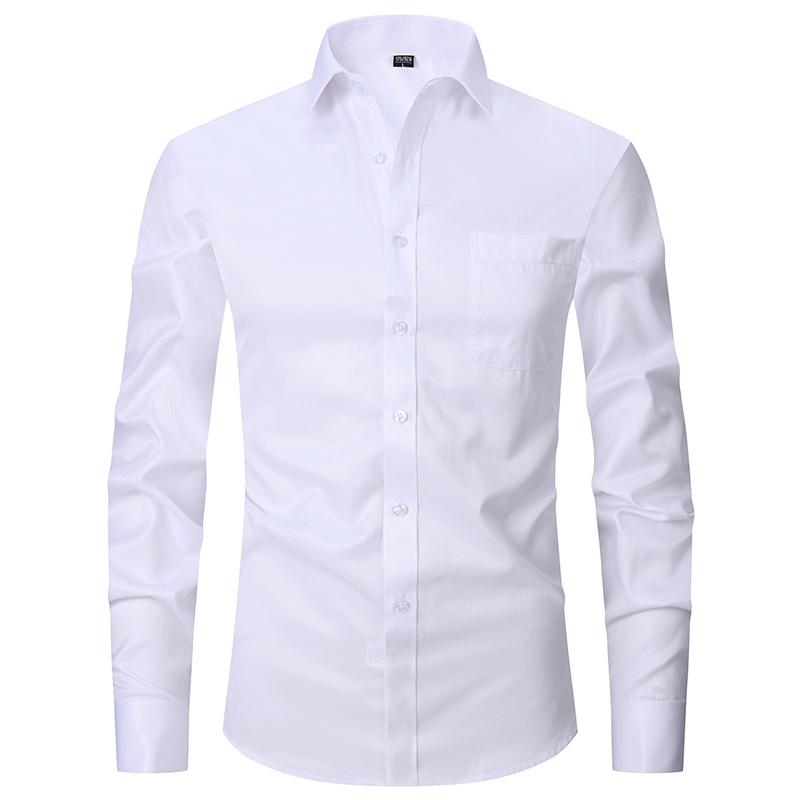 Ss24 Men's French Style Shirt Business Dress Long Sleeve Shirt Solid Color Blue Striped Shirt Twill Business Style All-Match 6