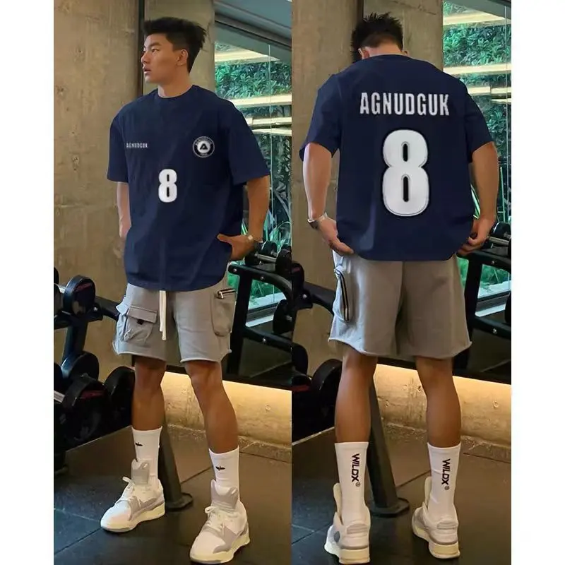 Áo Thun Cotton Nguyên Chất, Thương Hiệu Cổ Điển Hợp Xu Hướng, ngắn Tay Đơn Giản, Phong Cách Mỹ, In Chữ, Dáng Rộng Vừa Vặn, Thích Hợp Cho Mùa Hè Và Trang Phục Thường Ngày Áo Cổ Thuyền Chất Liệu 100% Heavyweight