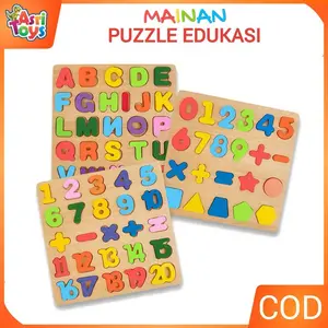 Mainan Puzzle Edukasi Anak Huruf Angka Bentuk Mainan Anak Puzzle Kayu