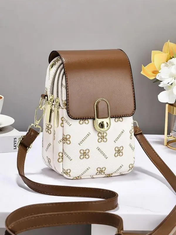 Fashion Letter Pattern Crossbody Bag, Casual Zipper Shoulder Bag for Women, Trendy Versatile High-quality Daily Commuting Bag 0
