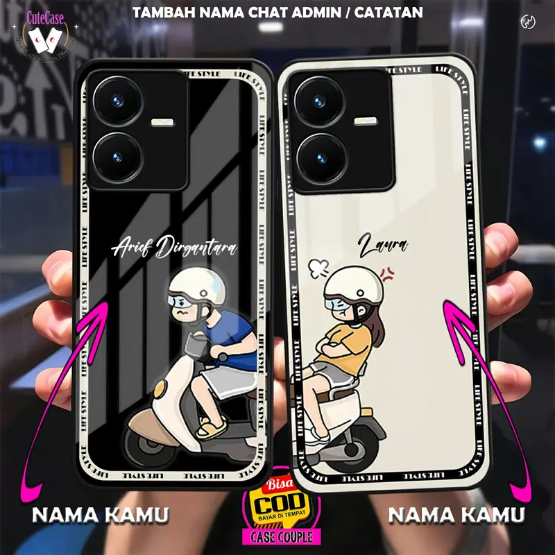 (CC50) Softcase Couple + Custom Nama Case Kilau Op*o-S*msung-Re*lmi-X*aomi-V*vo-Inf*nix | Case For All Tipe HP glossy handphone casing 1