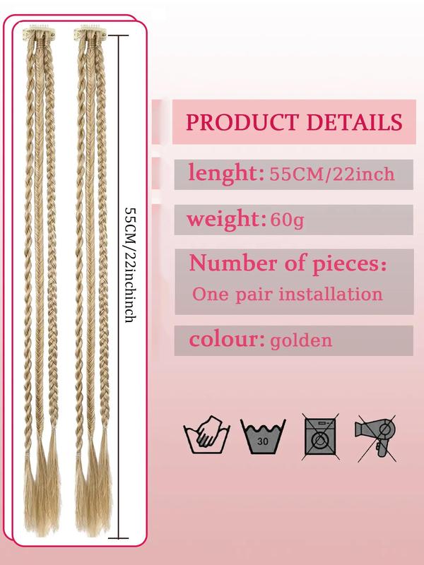 22 Inch Long Synthetic Hair Braids (2pcs), 6 Braids Natural Curly Hair Extensions for Women, Synthetic Hair Braids for Daily & Party Use 1